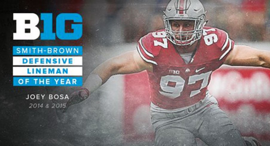 Joey Bosa earned top Big Ten defensive lineman honors for the second straight season Monday.