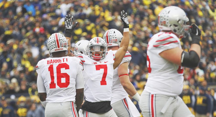 Jalin Marshall celebrates vs. Michigan.