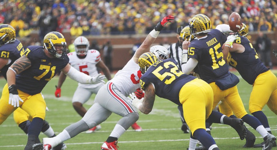 Joey Bosa works over Michigan's offensive line.