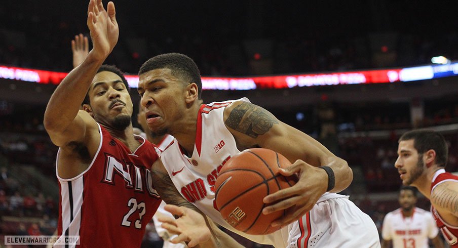 Marc Loving drives inside against Northern Illinois.