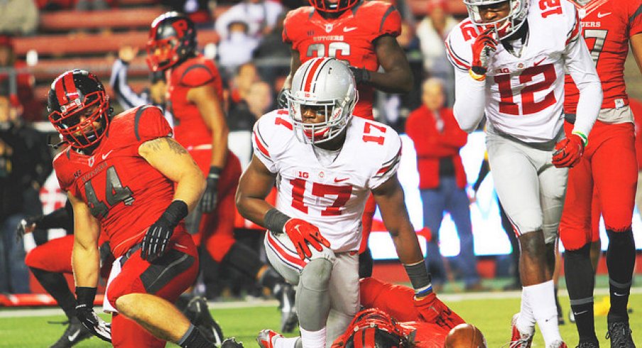 Jerome Baker performs the last rites over a Rutgers returner.
