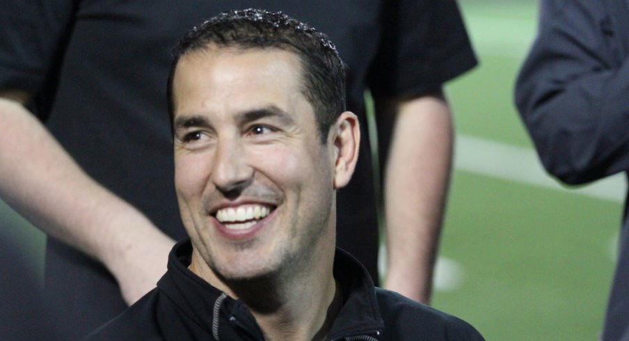 Luke Fickell meets with the media.