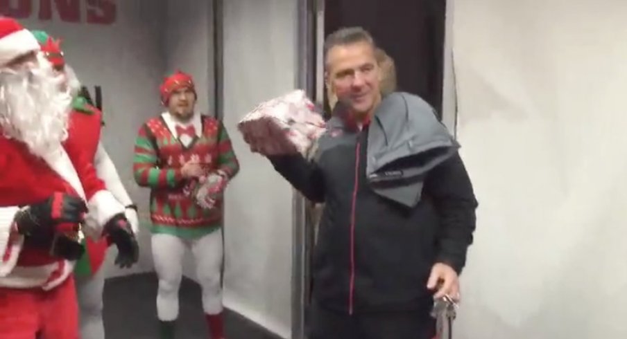 Urban Meyer had some special visitors at the Woody Hayes Athletic Center Monday.