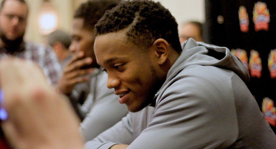 Darron Lee meets with the media at the Fiesta Bowl.