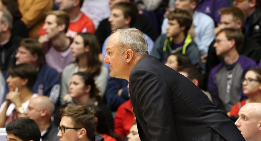 Thad Matta stalks the sidelines of Welsh-Ryan Arena