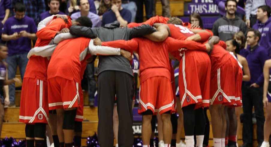 Ohio State huddles up prior to taking on Northwestern.