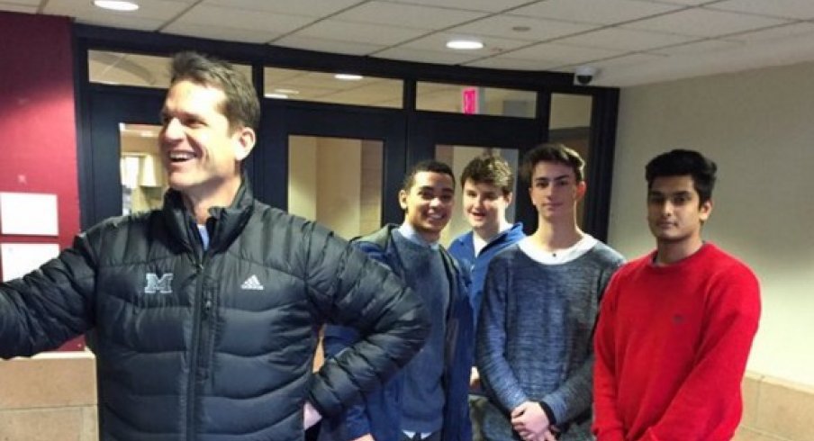 Jim Harbaugh flaunts recruiting rules.