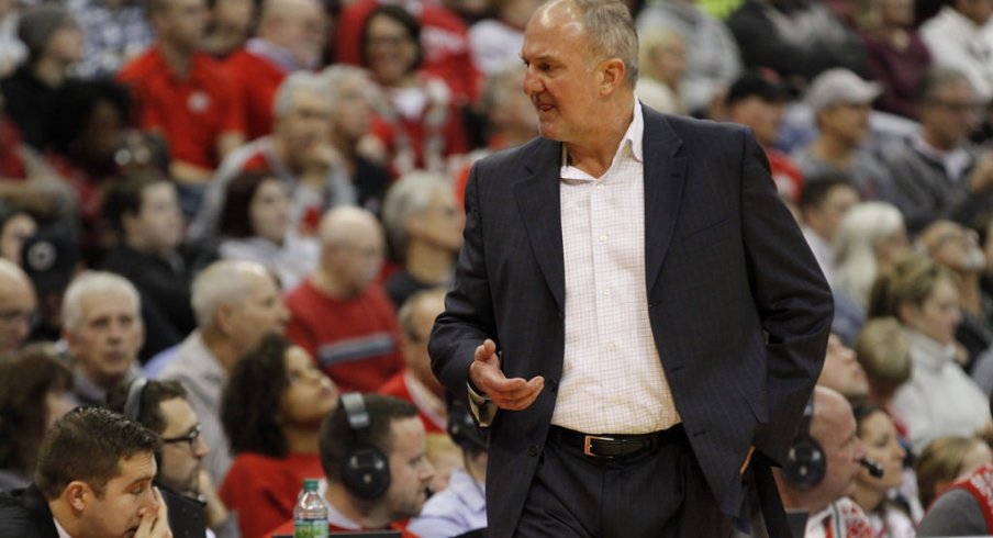 Thad Matta discusses a call with an official earlier this season.