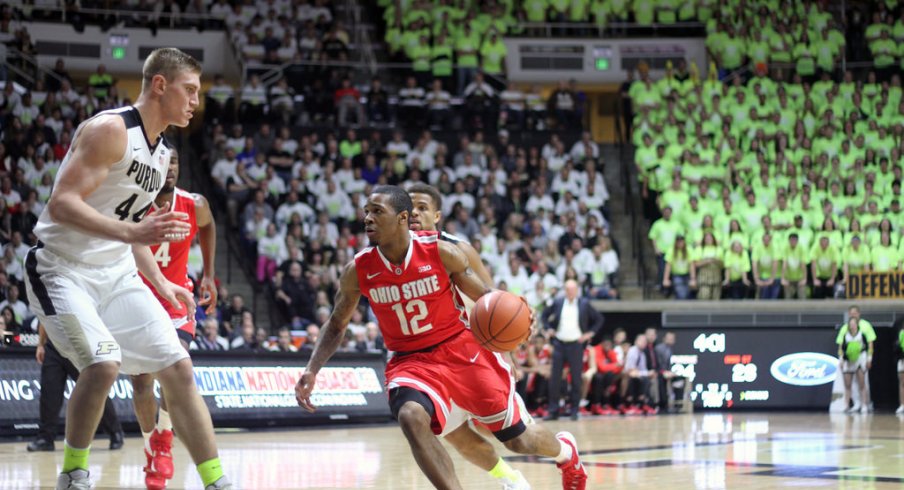 A.J. Harris drive into the trees against Purdue.