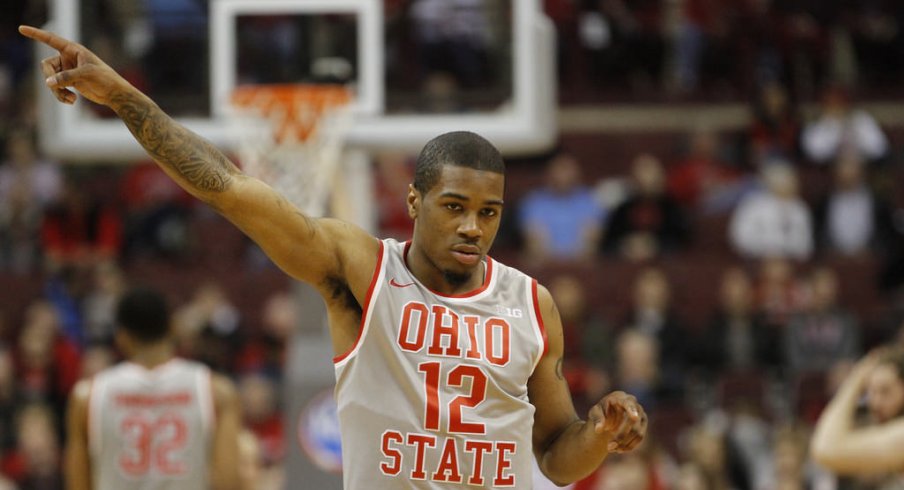 A.J. Harris points to the crowd earlier this season.