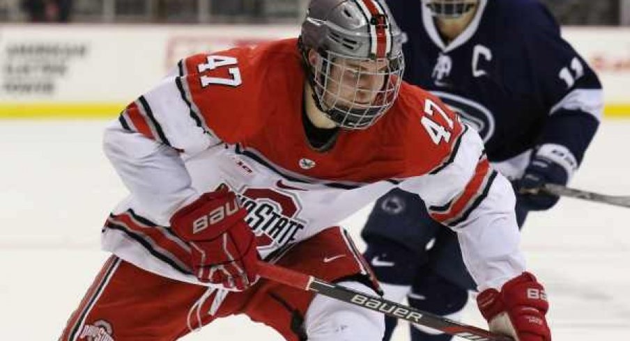 Josh Healey skates against Penn State