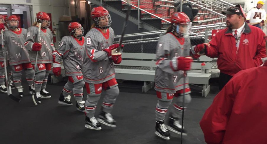 The women's hockey Buckeyes take the ice at the Ohio State Ice Rink