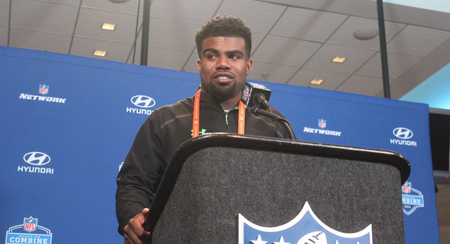 Ezekiel Elliott at the NFL Combine Thursday.