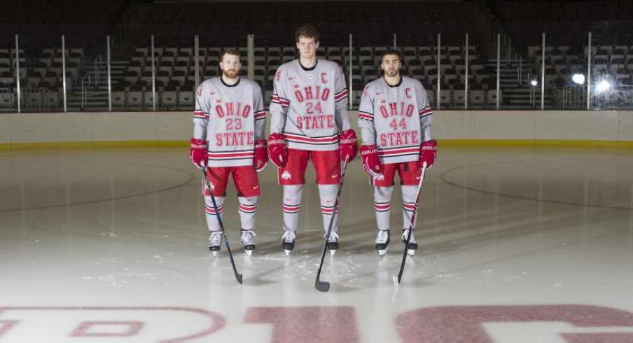 Ohio State Hockey prepares to honor seniors Tyler Lundey, Craig Dalrymple, and Anthony Greco.