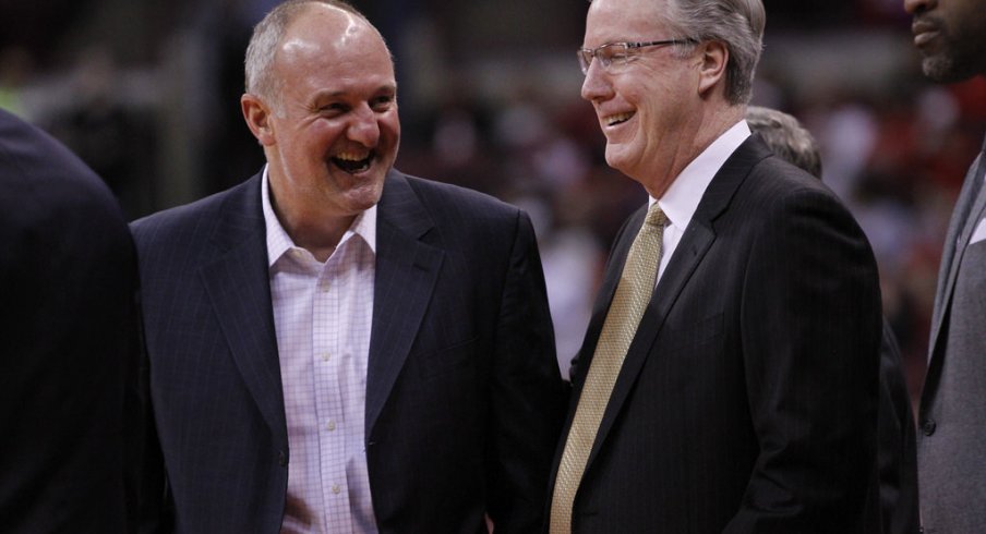 Thad Matta, Fran McCaffrey joke before OSU knocked off Iowa.