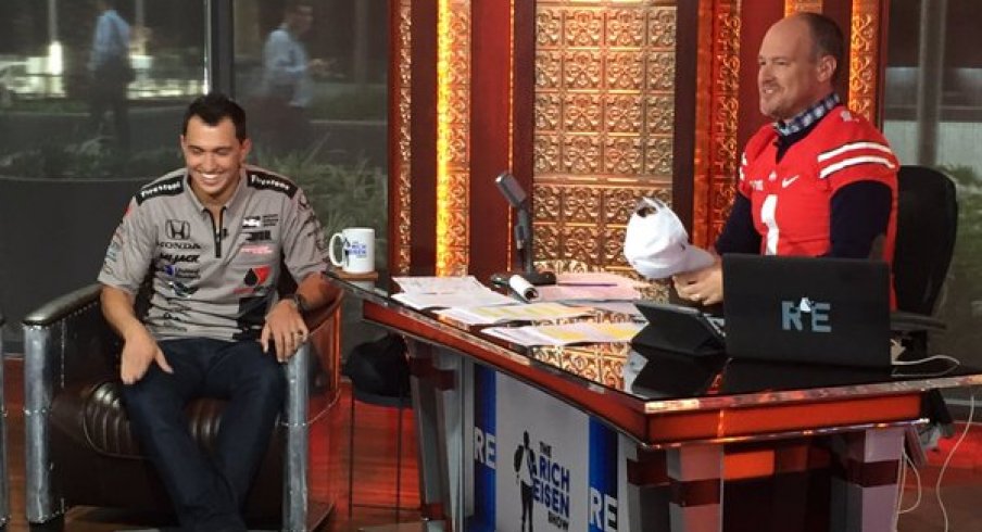 Graham Rahal cashed in on a bet with Michigan grad Rich Eisen Monday.