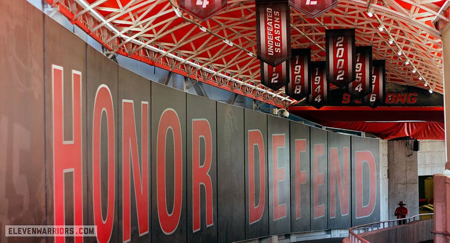 New banners hanging in the Ohio Stadium tunnel.