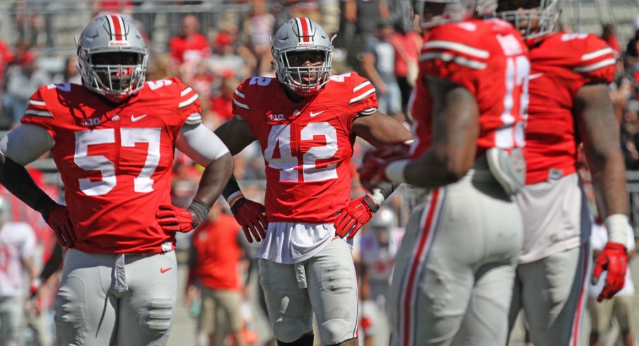 Ohio State's defensive line during the spring game.