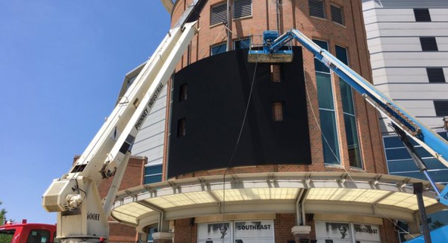 First look at the new video board Ohio State is placing on the southeast corner of the Schottenstein Center this week.