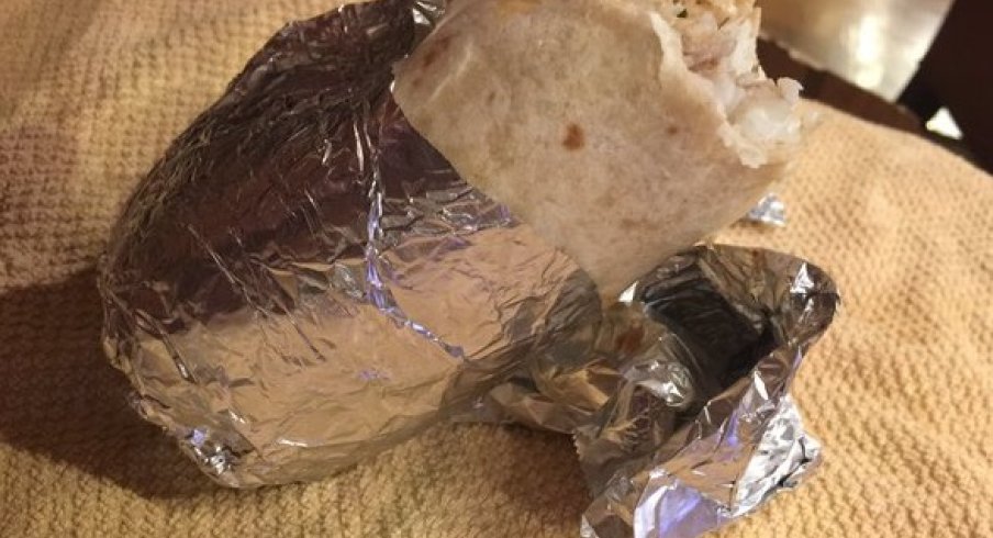 An ingenious foil burrito stand.