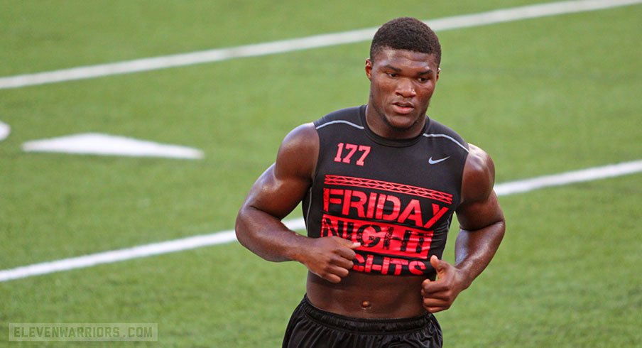 Cam Akers at Ohio State's Friday Night Lights camp last summer.