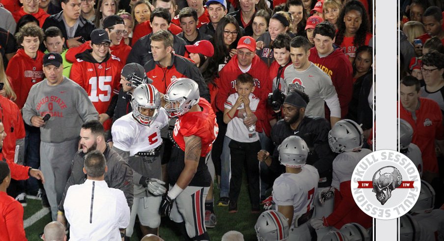 J.T. Barrett and Raekwon McMillan join the scrum for the August 3rd 2016 Skull Session