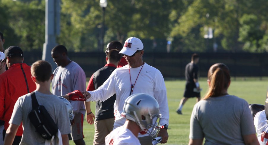 Urban Meyer addresses his team on Day 1 of fall camp.