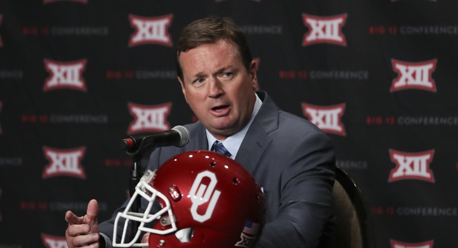 Jul 19, 2016; Dallas, TX, USA; Oklahoma Sooners head coach Bob Stoops speaks to the media during the Big 12 Media Days at Omni Dallas Hotel. Mandatory Credit: Kevin Jairaj-USA TODAY Sports