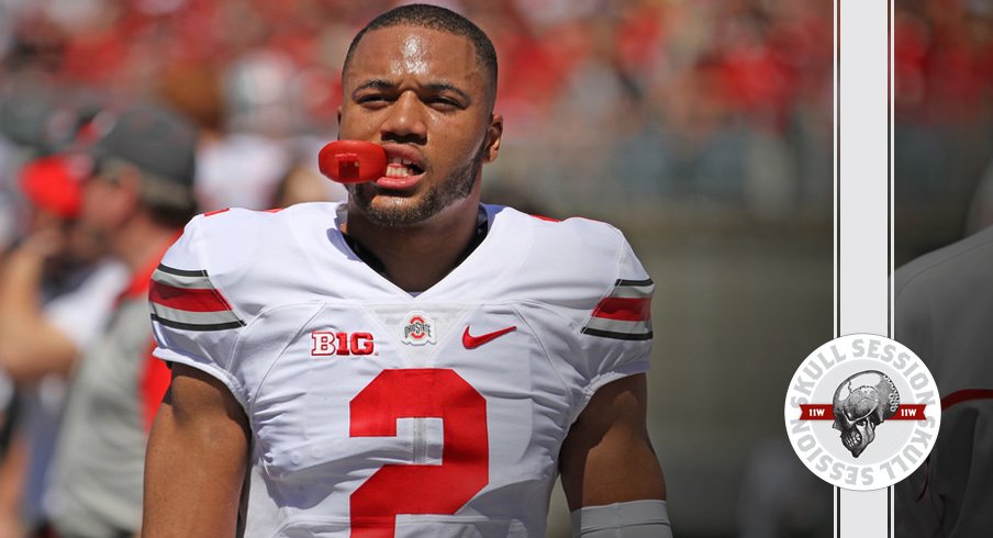 Marshon Lattimore protects his teeth for the August 31st 2016 Skull Session