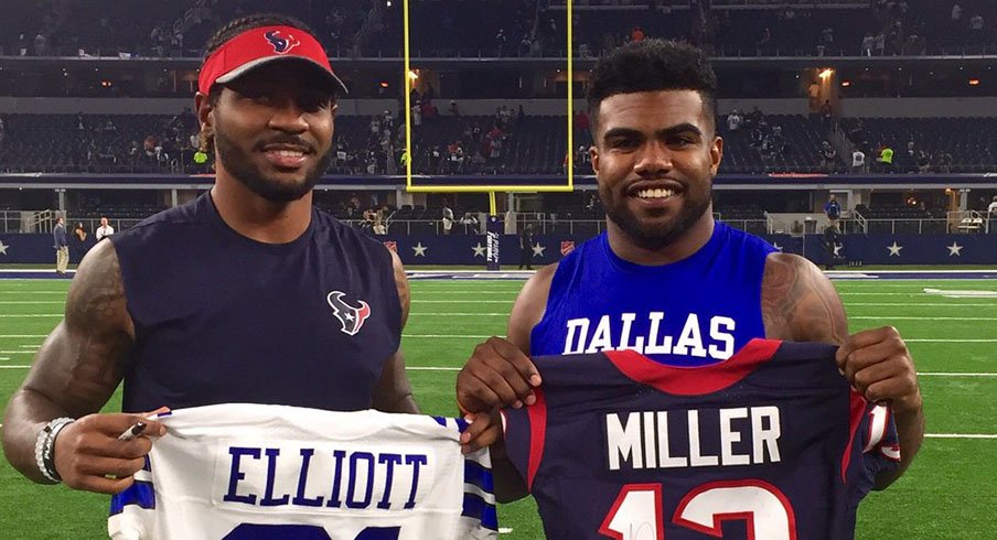 Braxton Miller and Ezekiel Elliotts swapped jerseys Thursday night in Houston.