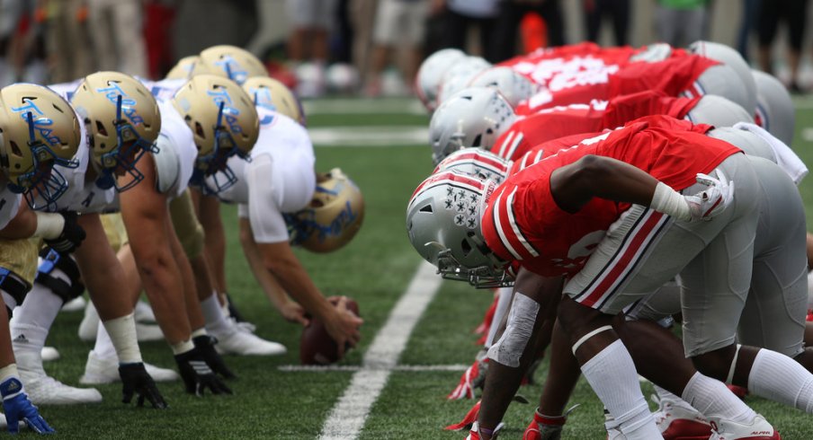 Ohio State's defensive line matches up against Tulsa. 