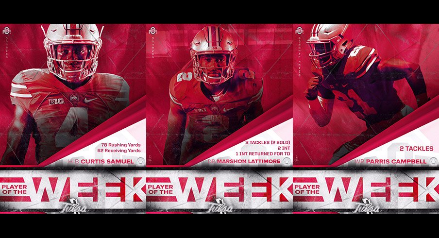 Curtis Samuel, Marshon Lattimore, and Parris Campbell as Players of the Week