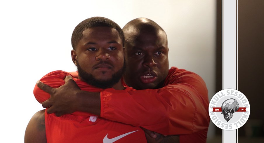 Mike Weber and Tony Alford embraced for the September 20th 2016 Skull Session