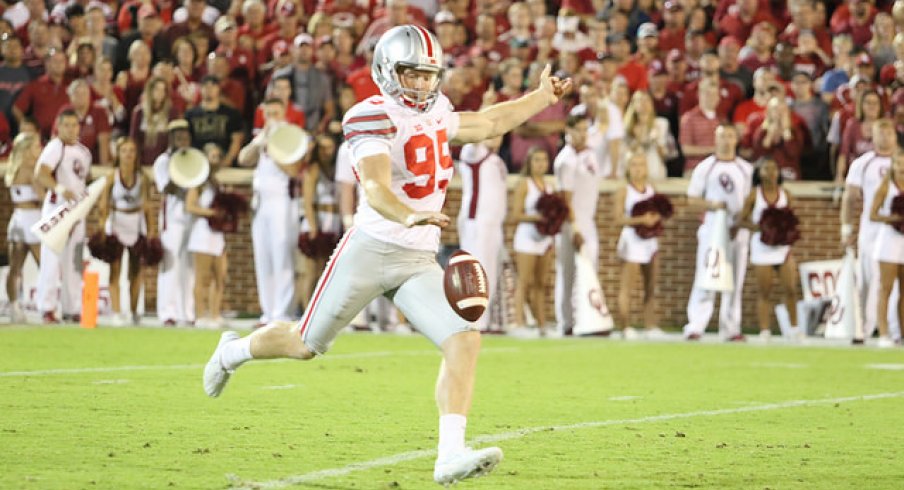Cameron Johnston punting one of five times against Oklahoma.