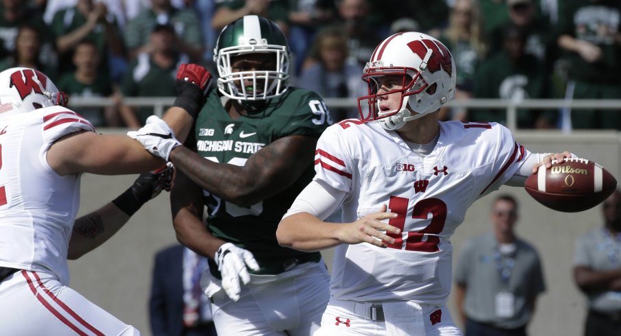 Alex Hornibrook led the Badgers in East Lansing.