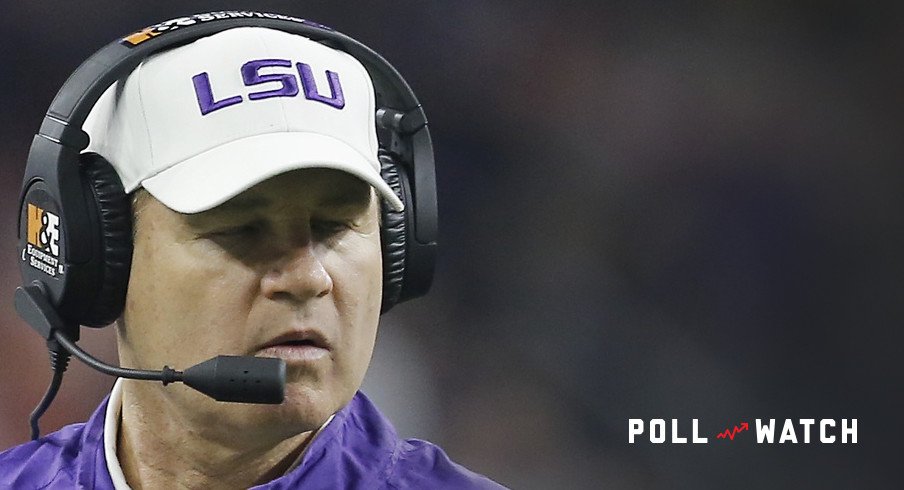 Dec 29, 2015; Houston, TX, USA; LSU Tigers head coach Les Miles watches play against the Texas Tech Red Raiders in the first quarter at NRG Stadium. Mandatory Credit: Thomas B. Shea-USA TODAY Sports