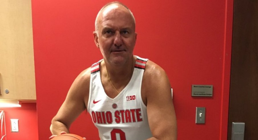 Thad Matta models Ohio State's newest jersey.