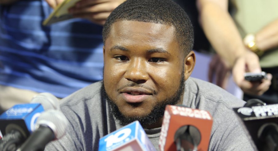 Ohio State running back Mike Weber meets with the media Monday.