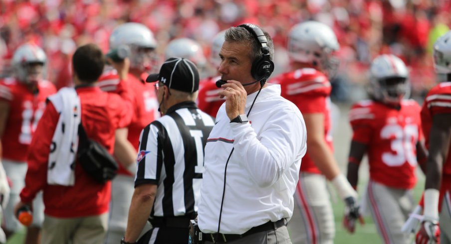 Urban Meyer on the sidelines vs. Rutgers.