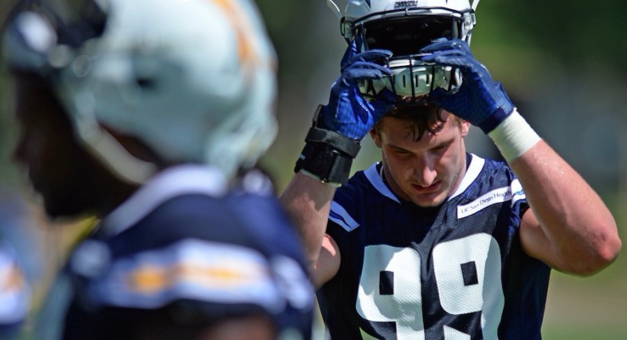 Joey Bosa on the practice field for the Chargers.