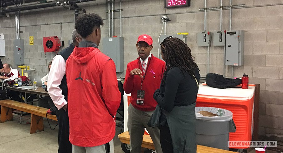 Five-star wide receiver Donovan Peoples-Jones meets with Ohio State athletic director Gene Smith and University president Michael Drake.