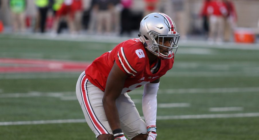 Gareon Conley lines up against Indiana.