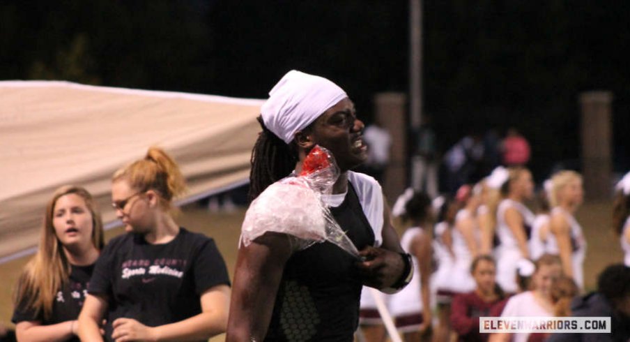 Emory Jones injured his shoulder.