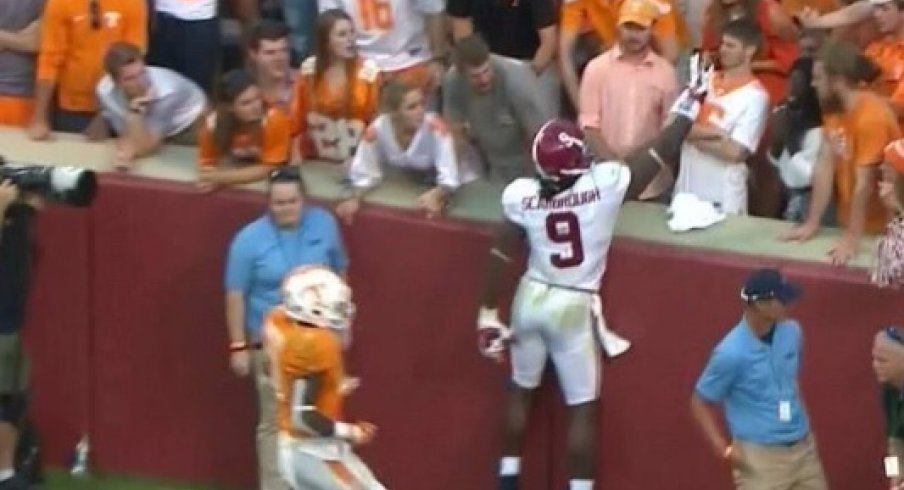 Bo Scarbrough taunts Tennessee fan.