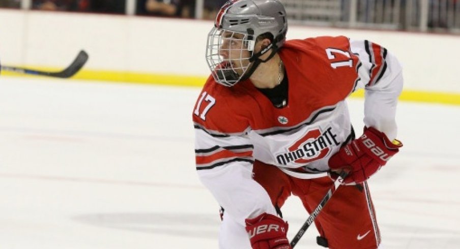 Dave Gust netted his first goal of the season in Ohio State's game against Miami.
