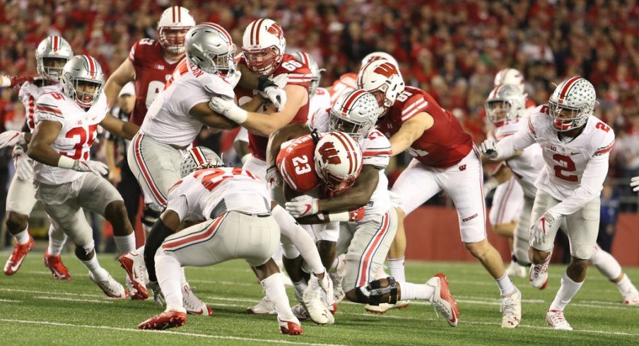Ohio State's defense swarmed Wisconsin on 1st down after halftime. 