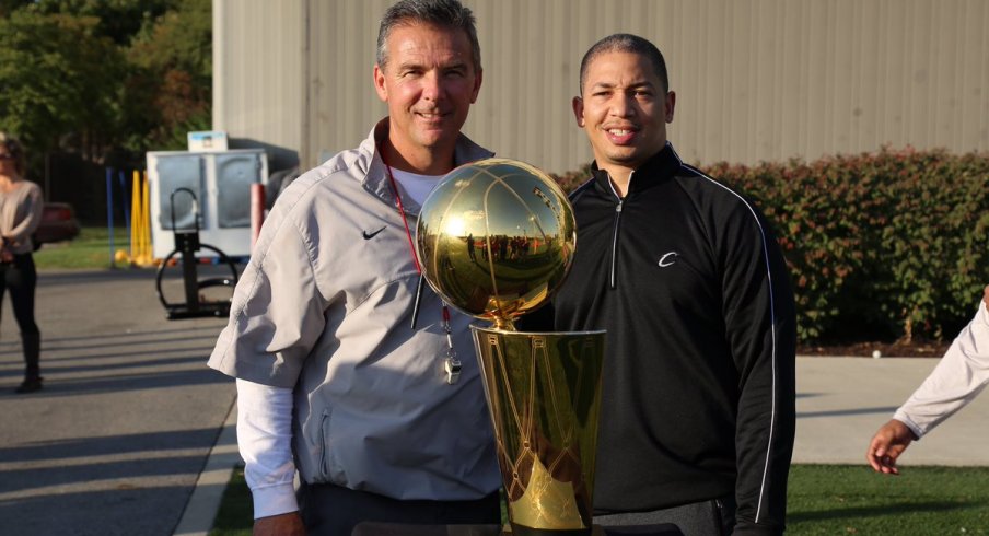 Coach Urban Meyer Tyronn Lue Larry O'Brien Trophy.