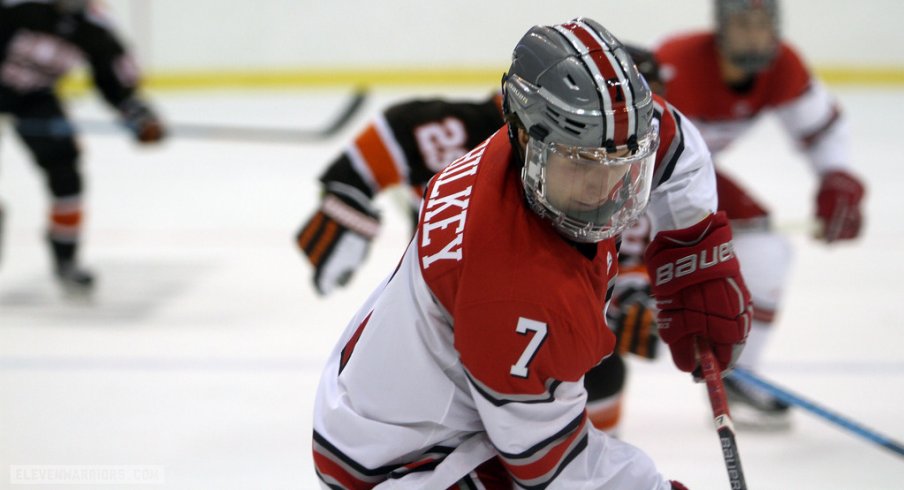Ohio State's Nick Schilkey skates against the Bowling Green Falcons.