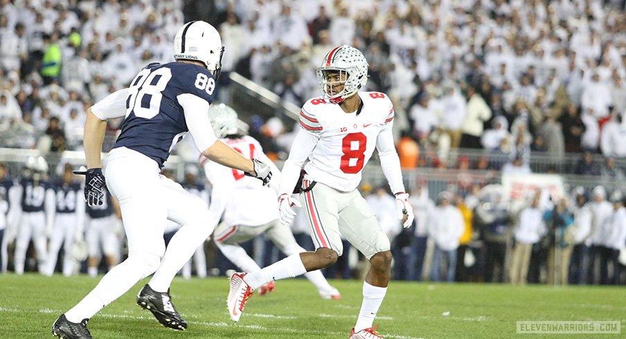 Gareon Conley guards Mike Gesicki.