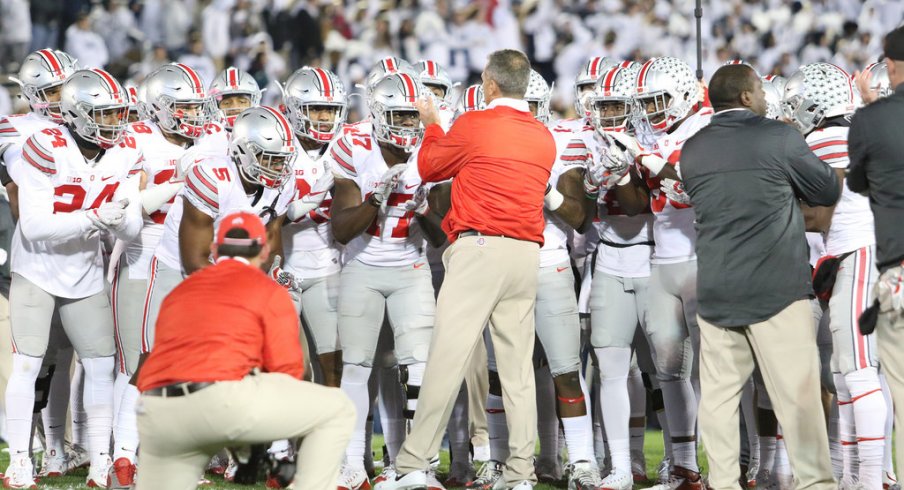 Urban Meyer readies his team before a loss to Penn State. 